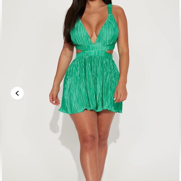 Fashion Nova Green Pleated Dress - Picture 2 of 9